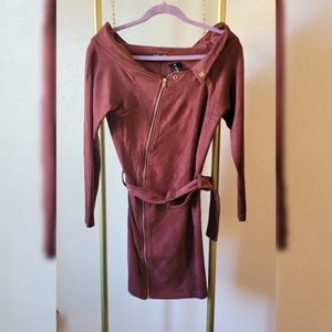 Suedette Mini Zip Up Dress in Rust Brown by Fashion Nova Size S